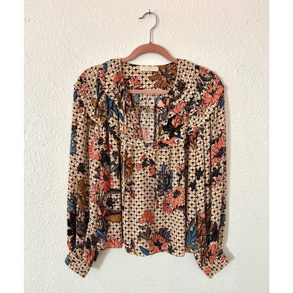 Ulla Johnson Aria Silk Floral Blouse Boho Romantic Modern Boho Whimsy 8 M - Picture 3 of 7